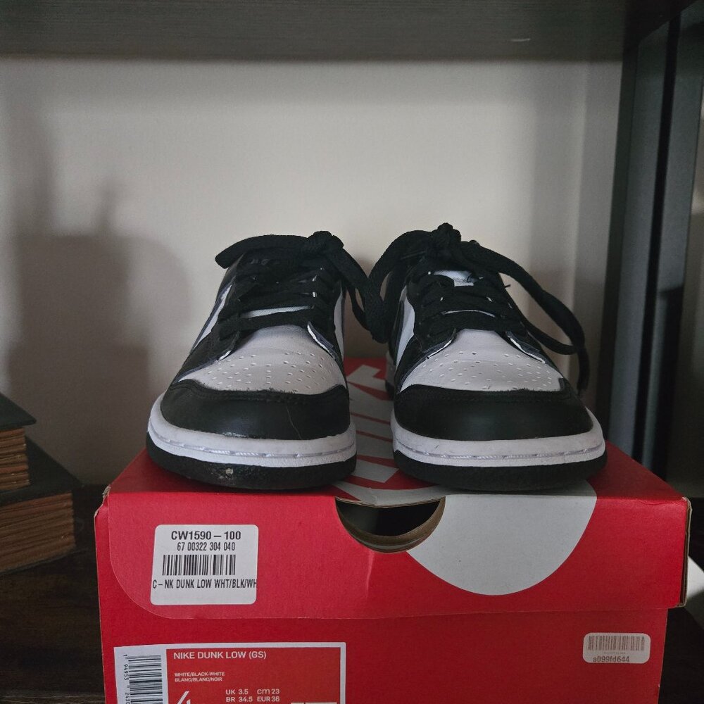 Nike Dunk Low Kids 4Y Black and White--free ahipping